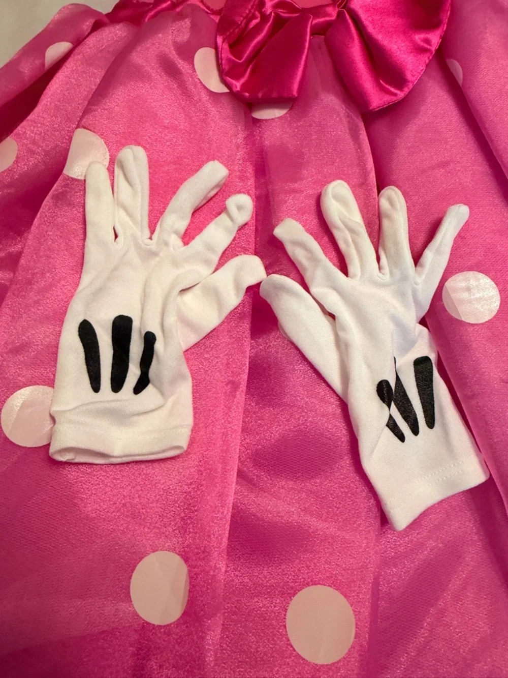 Disney Store Minnie Mouse Costume Dress Girls 4T Pink Polka Dot w/ Gloves - Picture 5 of 5